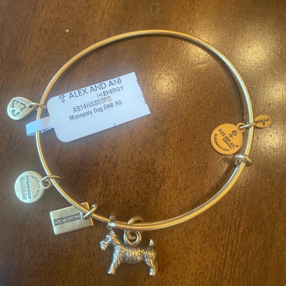 Alex and Ani Monopoly Dog -NWT; Retired; golden with paperwork